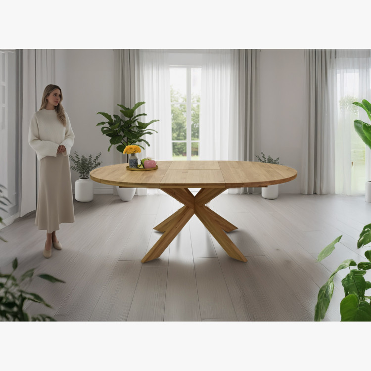 Kruhový rozkladací stôl a 4 stoličky zo dreva