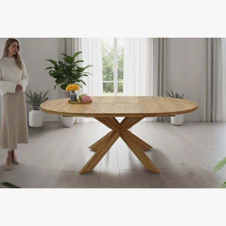 Kruhový rozkladací stôl a 4 stoličky zo dreva