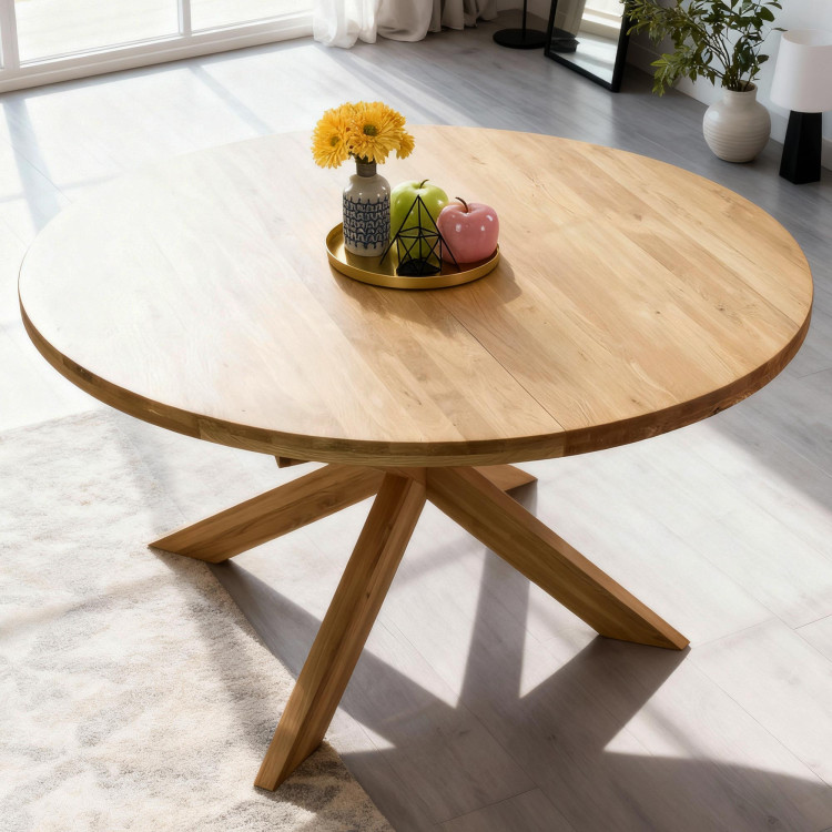 Kruhový rozkladací stôl a 4 stoličky zo dreva