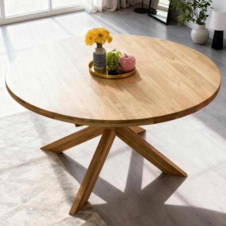 Kruhový rozkladací stôl a 4 stoličky zo dreva