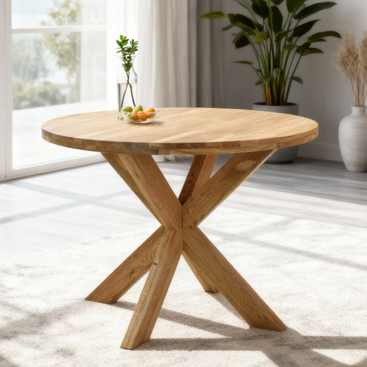 Drevený okrúhly stôl so skríženými nohami Ø100 cm