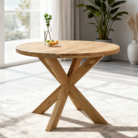 Drevený okrúhly stôl so skríženými nohami Ø100 cm
