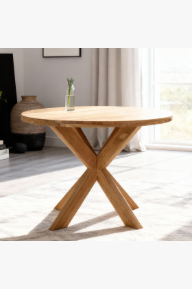 Drevený okrúhly stôl so skríženými nohami Ø100 cm 2