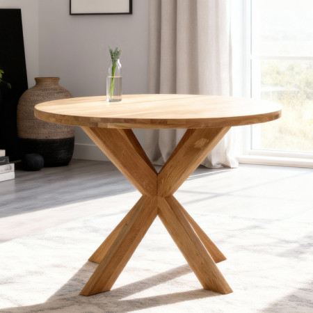 Drevený okrúhly stôl so skríženými nohami Ø100 cm