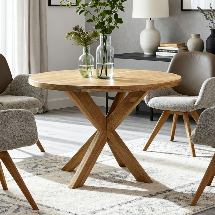 Drevený okrúhly stôl so skríženými nohami Ø100 cm