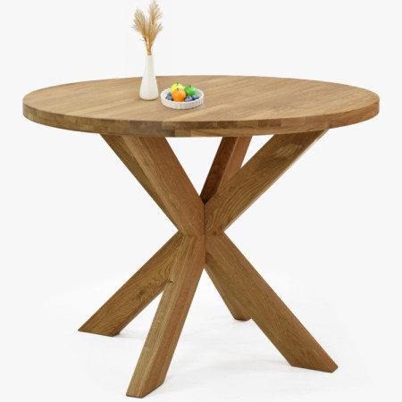 Drevený okrúhly stôl so skríženými nohami Ø100 cm