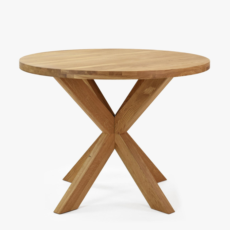 Drevený okrúhly stôl so skríženými nohami Ø100 cm