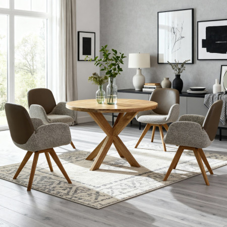 Drevený okrúhly stôl so skríženými nohami Ø100 cm