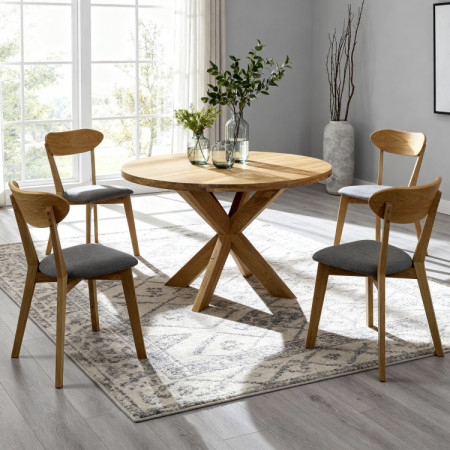 Drevený okrúhly stôl so skríženými nohami Ø100 cm