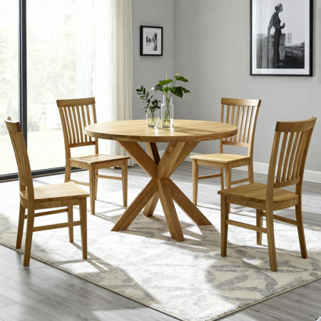 Drevený okrúhly stôl so skríženými nohami Ø100 cm