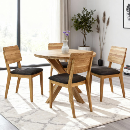 Drevený okrúhly stôl so skríženými nohami Ø100 cm