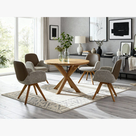 Drevený okrúhly stôl so skríženými nohami Ø100 cm