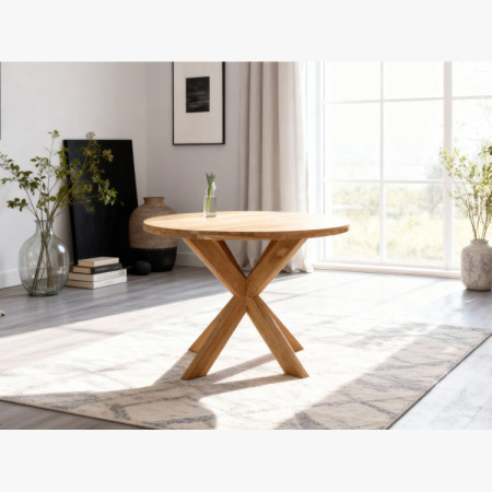 Drevený okrúhly stôl so skríženými nohami Ø100 cm