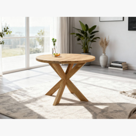 Drevený okrúhly stôl so skríženými nohami Ø100 cm