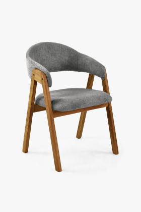 Dubová stolička s podrúčkami, šedá