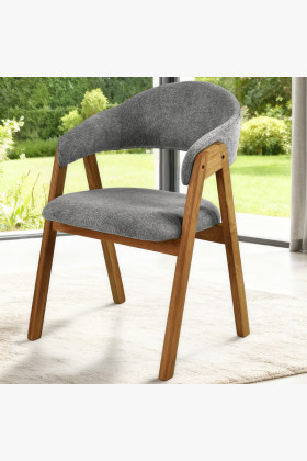 Dubová stolička s podrúčkami, šedá 2