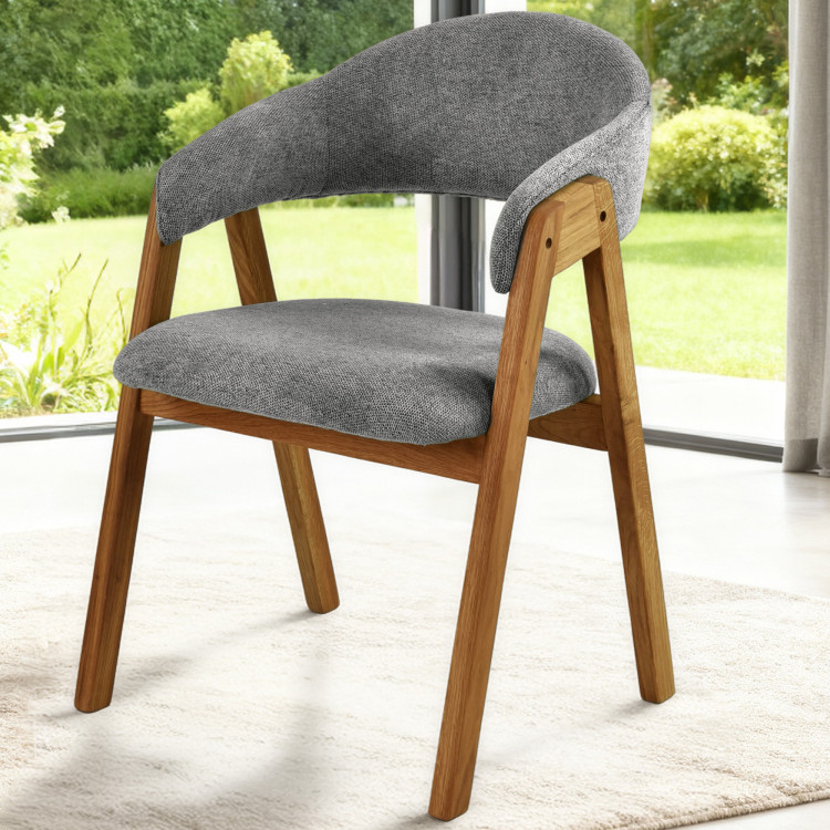 Dubová stolička s podrúčkami, šedá