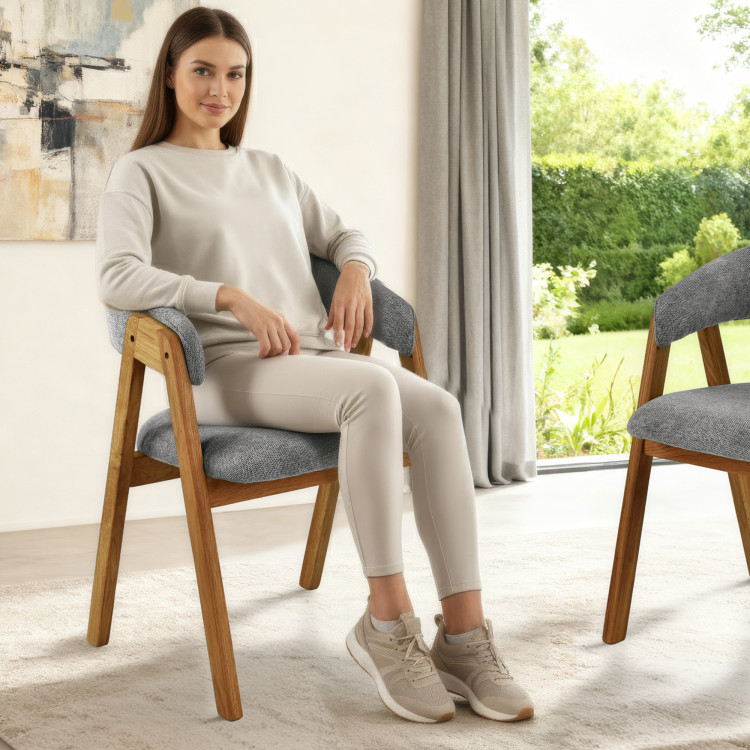 Dubová stolička s podrúčkami, šedá