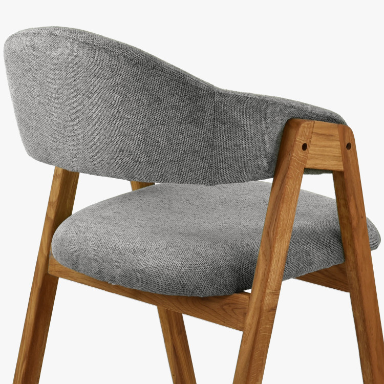 Dubová stolička s podrúčkami, šedá