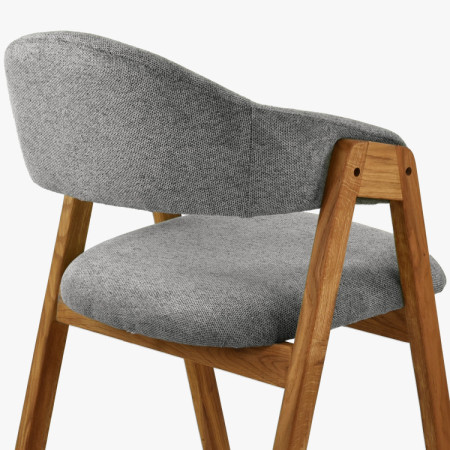 Dubová stolička s podrúčkami, šedá