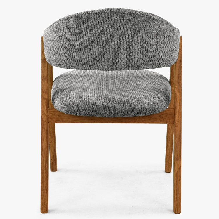 Dubová stolička s podrúčkami, šedá