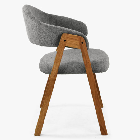 Dubová stolička s podrúčkami, šedá