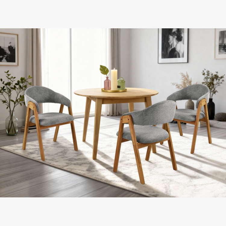 Dubová stolička s podrúčkami, šedá