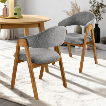 Dubová stolička s podrúčkami, šedá
