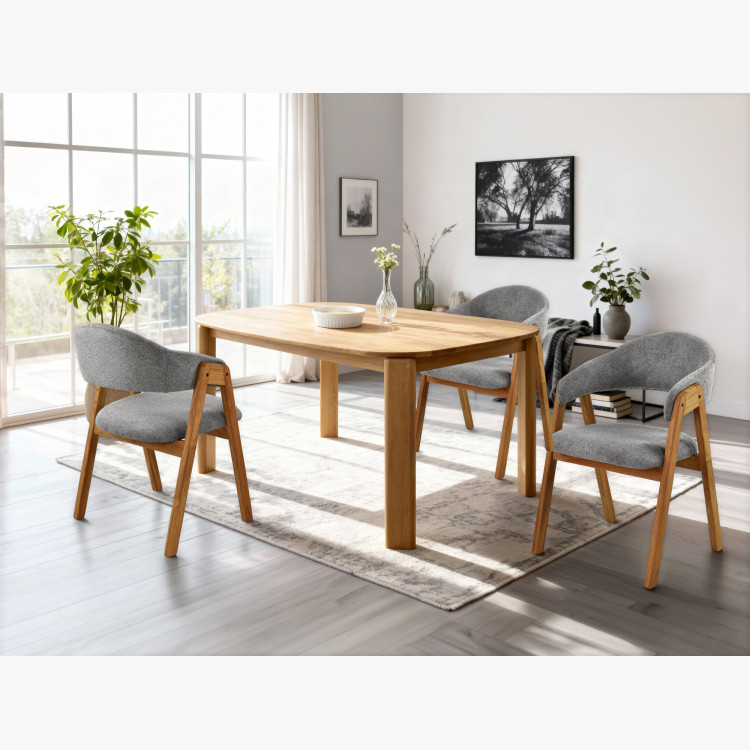 Dubová stolička s podrúčkami, šedá