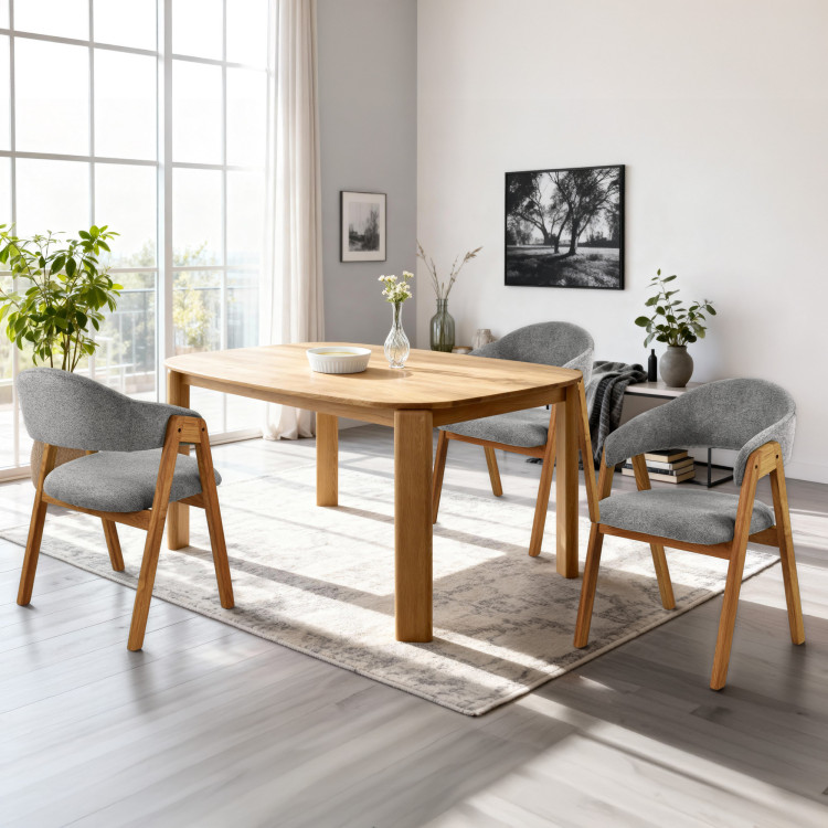 Dubová stolička s podrúčkami, šedá