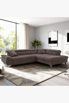 Rohová sedačka s funkciou spania farba hnedá , Roh vpravo 2
