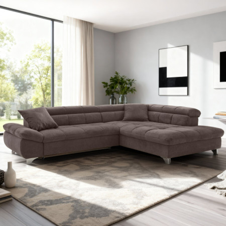 Rohová sedačka s funkciou spania farba hnedá , Roh vpravo
