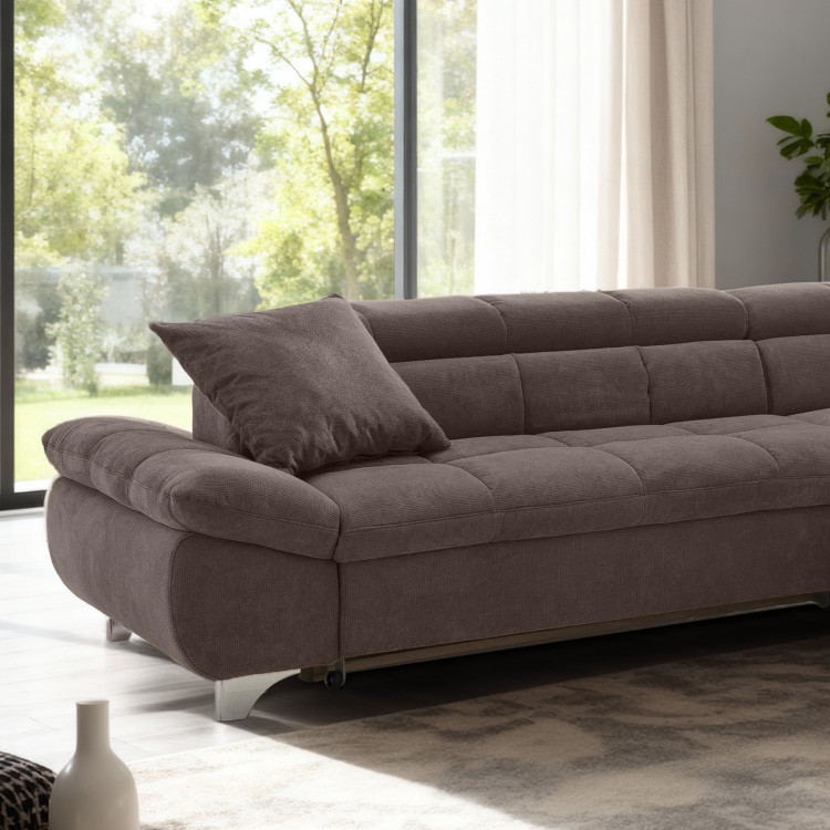 Rohová sedačka s funkciou spania farba hnedá , Roh vpravo