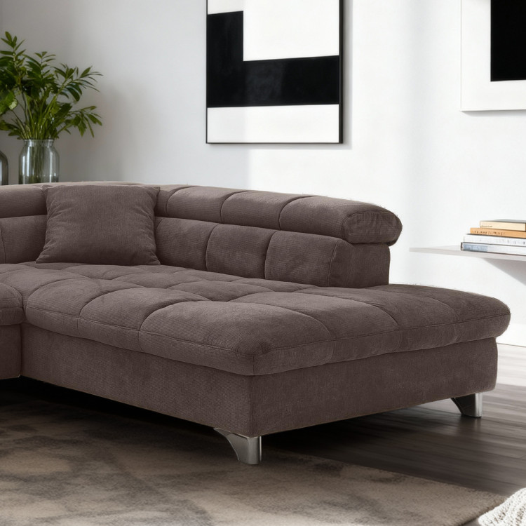 Rohová sedačka s funkciou spania farba hnedá , Roh vpravo