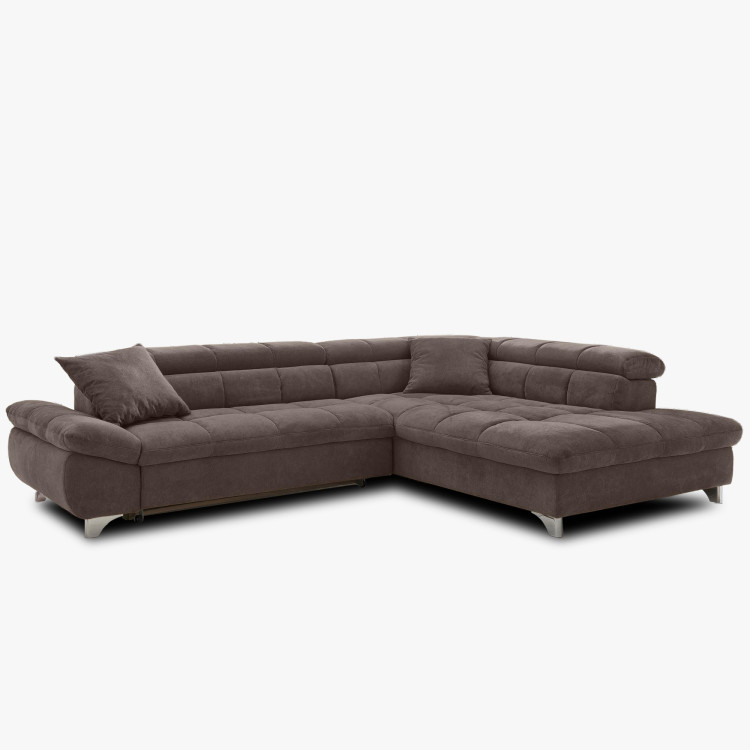 Rohová sedačka s funkciou spania farba hnedá , Roh vpravo