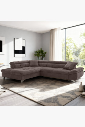 Rohová sedačka s funkciou spania farba hnedá, Roh vľavo 2