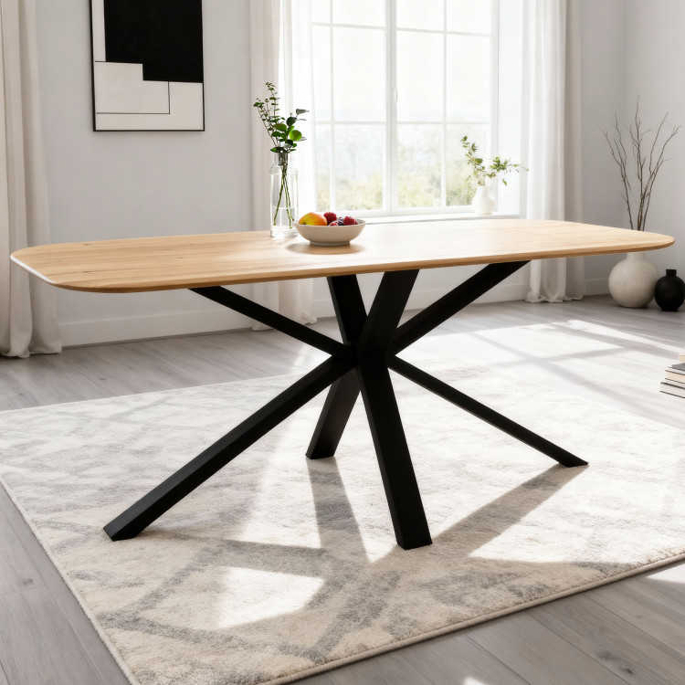 Dubový stôl s kovovou nohou v tvare X 180 x 90 cm