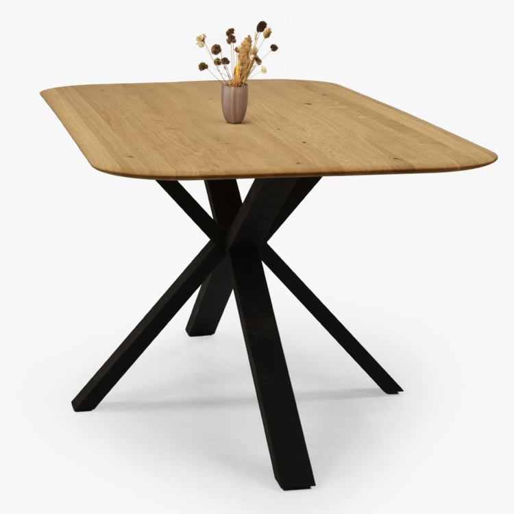 Dubový stôl s kovovou nohou v tvare X 180 x 90 cm