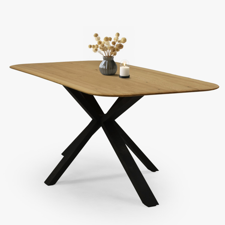 Dubový stôl s kovovou nohou v tvare X 180 x 90 cm