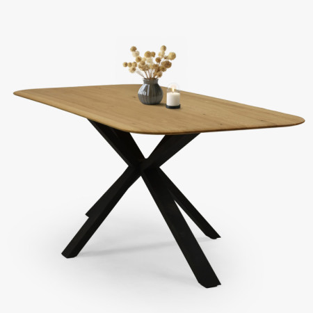 Dubový stôl s kovovou nohou v tvare X 180 x 90 cm