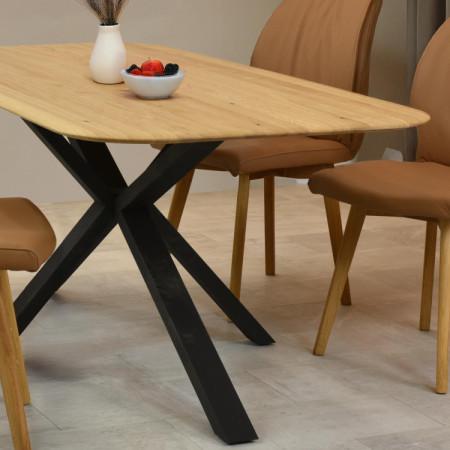 Dubový stôl s kovovou nohou v tvare X 180 x 90 cm