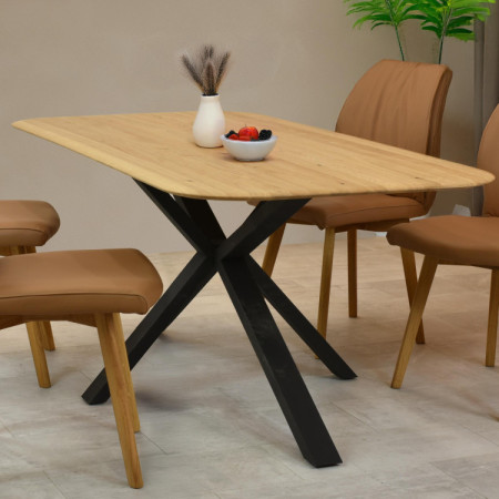 Dubový stôl s kovovou nohou v tvare X 180 x 90 cm
