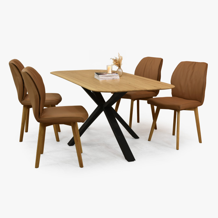 Dubový stôl s kovovou nohou v tvare X 180 x 90 cm