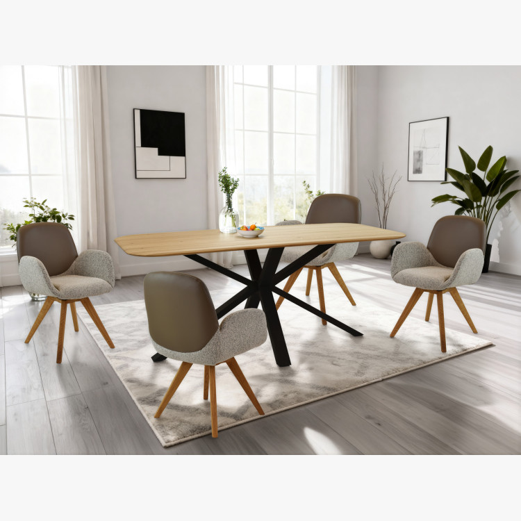 Dubový stôl s kovovou nohou v tvare X 180 x 90 cm