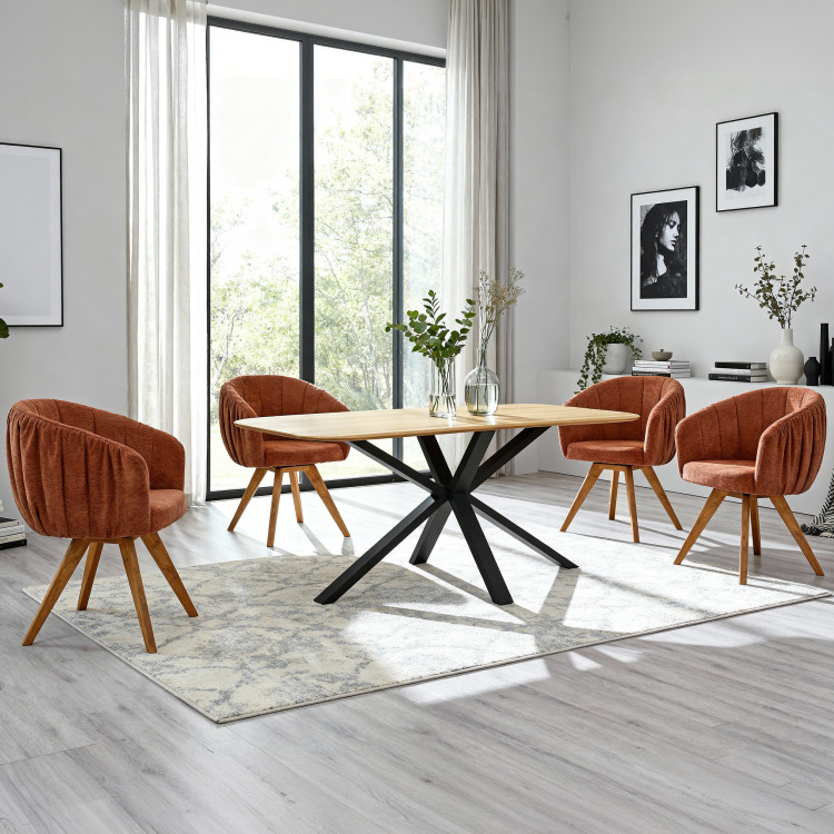 Dubový stôl s kovovou nohou v tvare X 180 x 90 cm