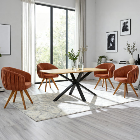 Dubový stôl s kovovou nohou v tvare X 180 x 90 cm