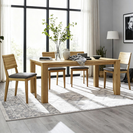 Dubový stôl 180 x 90 cm a 4 ks drevené stoličky