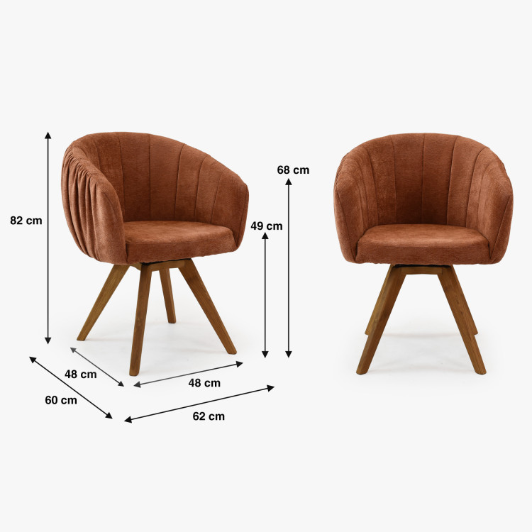 Dubové kresielko s podrúčkami otočné oranžová