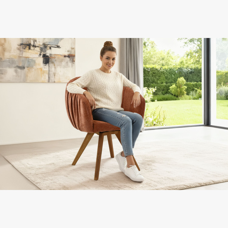 Dubové kresielko s podrúčkami otočné oranžová