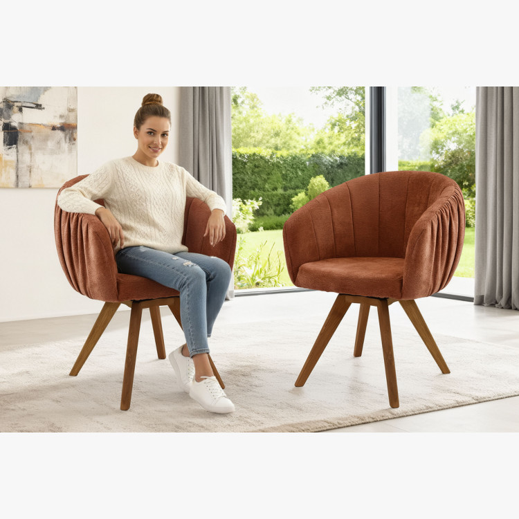 Dubové kresielko s podrúčkami otočné oranžová